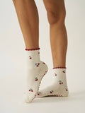 Little Cherry Petal Grip Sock, Pilates Socks