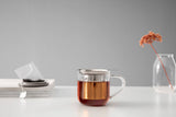 Glass Tea Mug & Porcelain Lid w/ Infuser -Minima™ Eva
