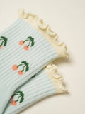 Cherry Ruffle Grip Sock [Baby Blue]