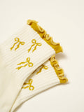 Bow Ruffle Grip Sock [Gold]