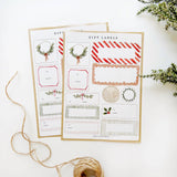 Christmas gift tag label sticker sheets