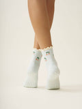 Cherry Ruffle Grip Sock [Baby Blue]