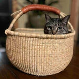 African Bolga Baskets : Natural Large Round Basket (G-138A)