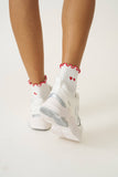 Embroidery Heart Duo Ruffle Grip Sock
