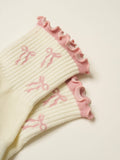 Bow Ruffle Grip Sock [Soft Pink]