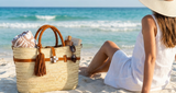Stylish Moroccan Straw Tote Bag with Dan Details