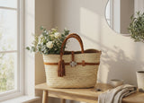 Stylish Moraccan Staw Tote with Tan Details