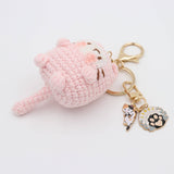 Hand-Crochet Purrfect in Pink Cat Keychain with Whimsical Charms