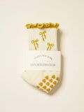 Bow Ruffle Grip Sock [Gold]