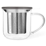 Glass Tea Mug & Porcelain Lid w/ Infuser -Minima™ Eva