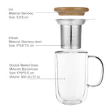 Double-Walled Glass Mug & Lid w/ Infuser - Minima™ Balance