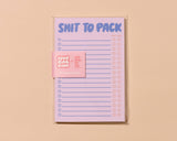 Shit To Pack 50 page Notepad - Vacation Planner, Stocking Stuffer
