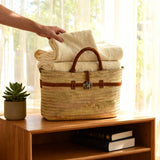 Stylish Moroccan Straw Tote Bag with Dan Details