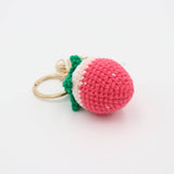 Fruit to Go: Knitted Strawberry Keychain Delight