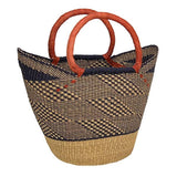 African Bolga Baskets : Navy/Nat. Tote w/Flex Rim (G-143N+)