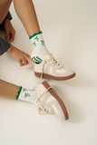Bow Ruffle Grip Sock [Green], Pilates Socks