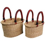 African Bolga Baskets : Natural Small Oval Basket (G-141N)