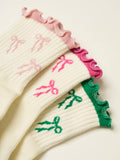 Bow Ruffle Grip Sock [Hot Pink]