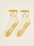 Bow Ruffle Grip Sock [Gold]