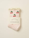 Cherry Ruffle Grip Sock [Baby Pink], Pilates Socks