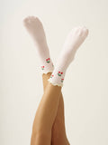 Cherry Ruffle Grip Sock [Baby Pink], Pilates Socks