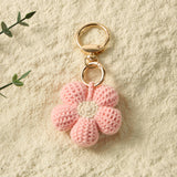 Hand-Crochet Pink Flower Keychain for a Romantic Feel