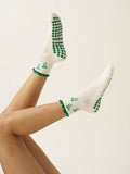 Bow Ruffle Grip Sock [Green], Pilates Socks