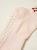 Cherry Ruffle Grip Sock [Baby Pink], Pilates Socks