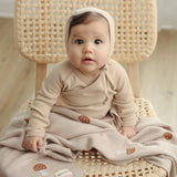 100% Luxury Cotton Swaddle Receiving Baby Blanket - Mushroom
