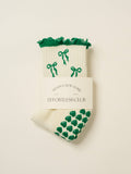 Bow Ruffle Grip Sock [Green], Pilates Socks