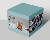 Glass Tea Mug & Porcelain Lid w/ Infuser -Minima™ Eva