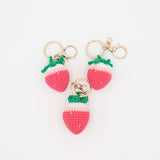 Fruit to Go: Knitted Strawberry Keychain Delight