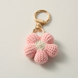Hand-Crochet Pink Flower Keychain for a Romantic Feel