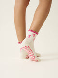 Bow Ruffle Grip Sock [Hot Pink]