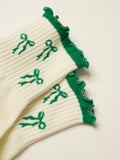 Bow Ruffle Grip Sock [Green], Pilates Socks