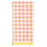 Peach Gingham Scalloped Tea Towel