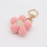 Hand-Crochet Pink Flower Keychain for a Romantic Feel