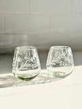 Hand-etched Blown Oval Glass