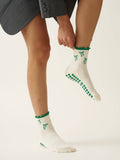 Bow Ruffle Grip Sock [Green], Pilates Socks