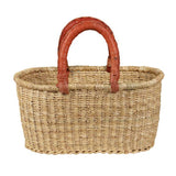 African Bolga Baskets : Natural Small Oval Basket (G-141N)