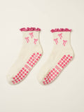 Bow Ruffle Grip Sock [Hot Pink]