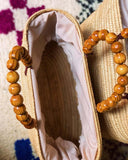 Handcrafted Moroccan Raffia Bags with Wooden Bead Handles