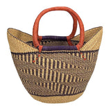 African Bolga Baskets : Navy/Nat. Tote w/Flex Rim (G-143N+)