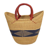 African Bolga Baskets : Navy/Nat. Tote w/Flex Rim (G-143N+)