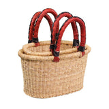 African Bolga Baskets : Natural Small Oval Basket (G-141N)