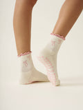 Bow Ruffle Grip Sock [Soft Pink]