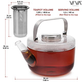 Teapot w/ Loose Leaf Tea Infuser - Bjorn™ - Glass - 40 oz