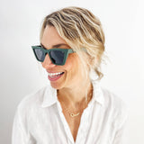 BAY OLIVE GREEN Polarized Women's Cat Eye Fashion Sunglasses