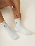 Cherry Ruffle Grip Sock [Baby Blue]