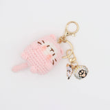 Hand-Crochet Purrfect in Pink Cat Keychain with Whimsical Charms